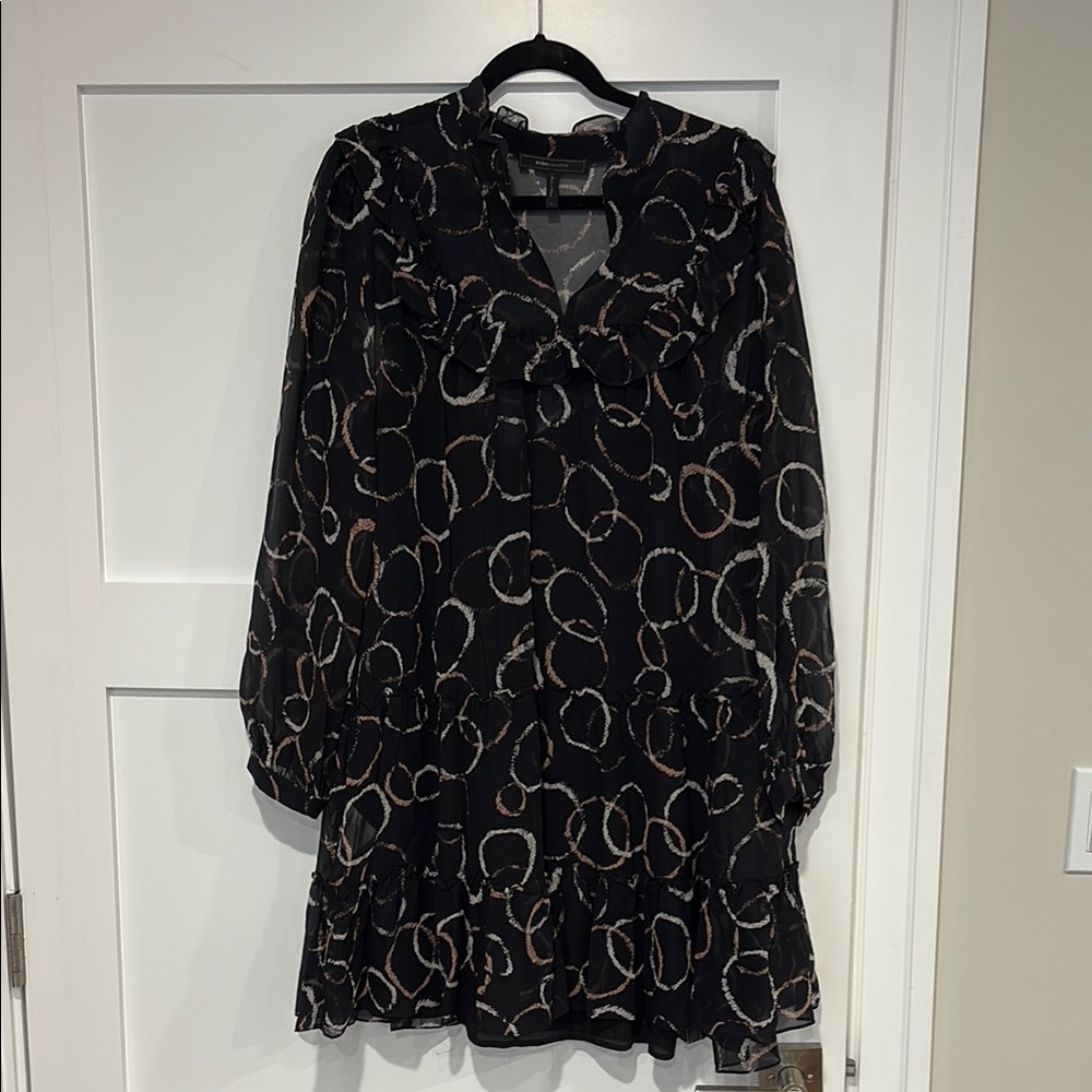 BCBGMaxAzria Black and White Ruffled Tiered Sundress
